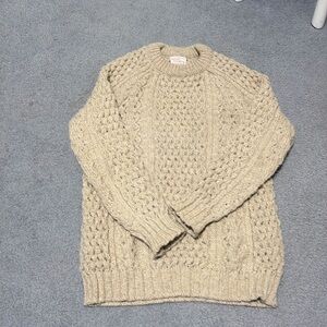 Slieve League White 100% Women’s Wool Irish Fisherman Sweater